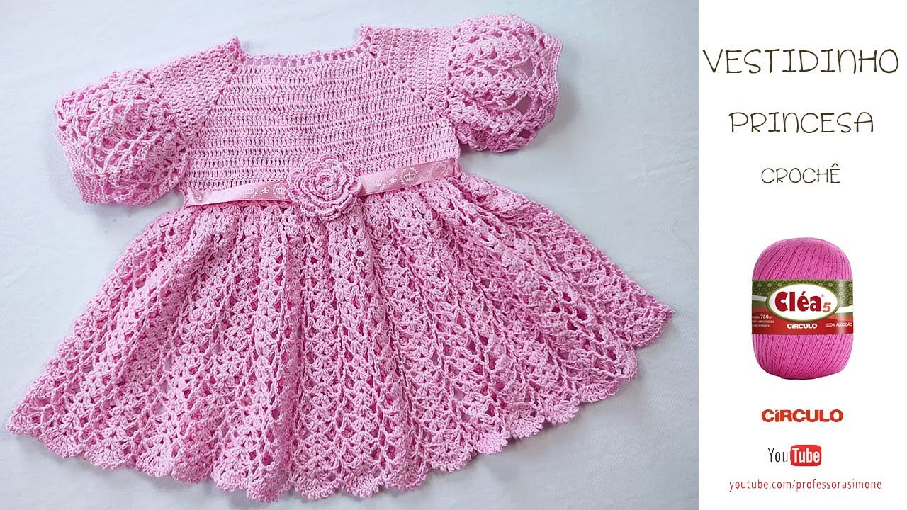 Vestido de Crochê para Bebê com Gráfico - Artesanato Passo a Passo!