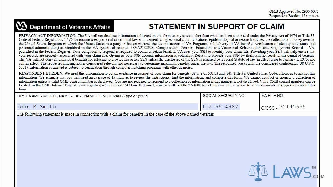 learn how to fill the va form 21 4138 statement in support of claim