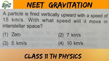 A particle is fired vertically upward with a speed of 15 km/s . With what speed will it move in inte