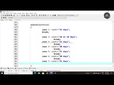 Write C++ program to print number of days in a month using switch case