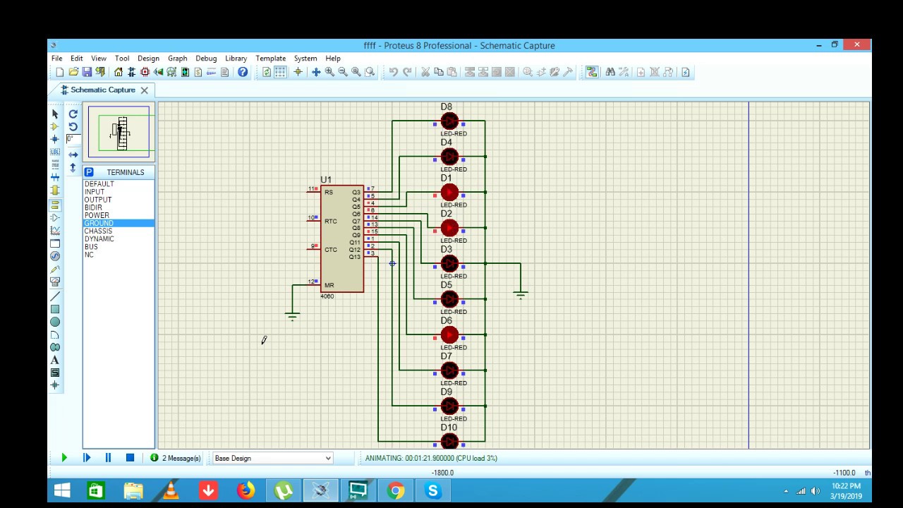 4060 binary counter circuit in proteus - YouTube