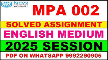 MPA 002 solved assignment 2025 in English || MPA 002 solved assignment 2025 || ignou MPA002 2025