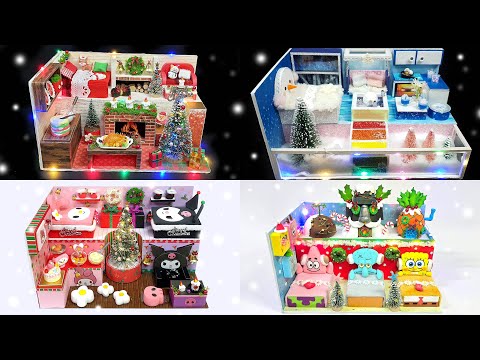 #how 4 DIY Miniature Happy <strong>Winter</strong> Christmas Board <strong>House</strong>♥Spongebob♥KUROMI♥Snowman♥Turkey