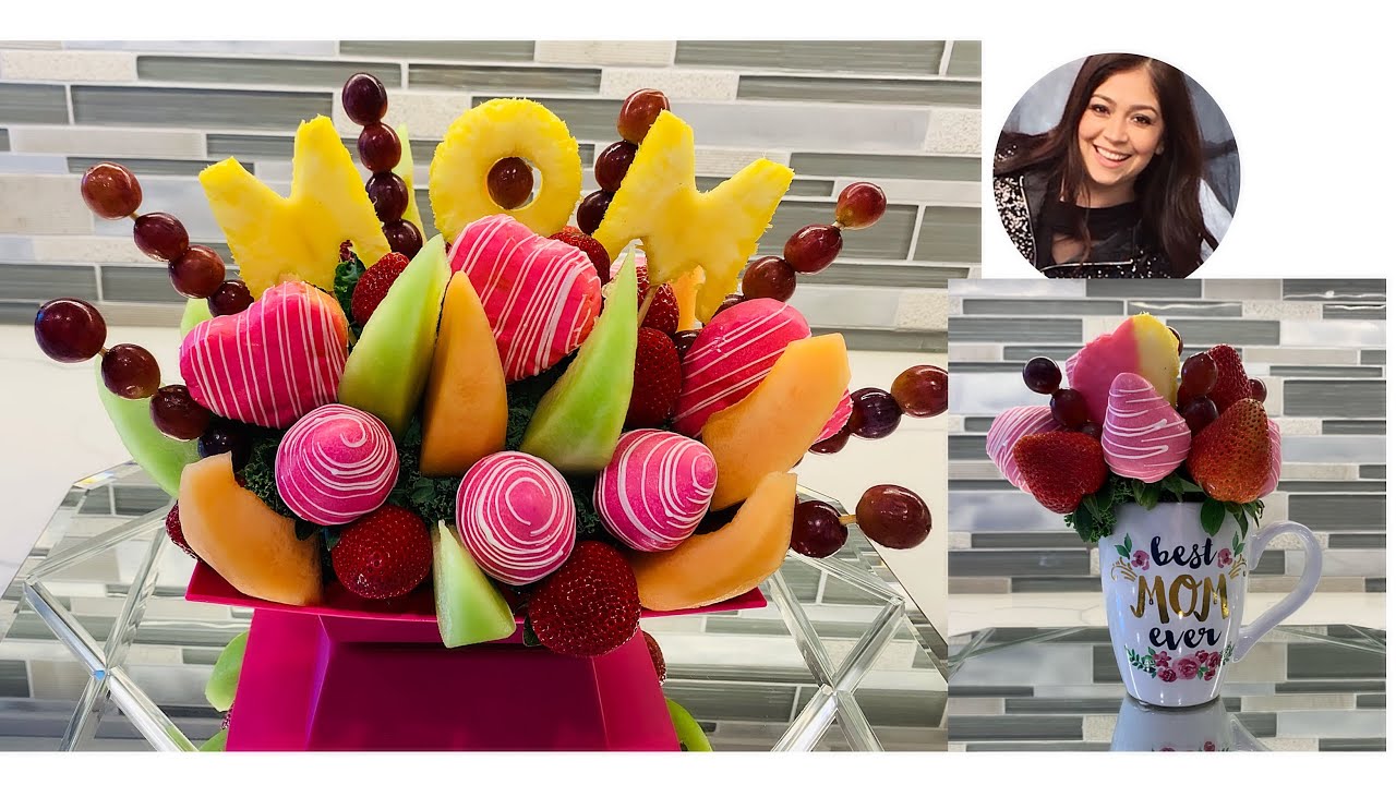 DIY HOW TO MAKE EDIBLE BOUQUET ARRANGEMENT FOR MOTHERS DAY  FRUIT ARRANGEMENT STEP BY STEP