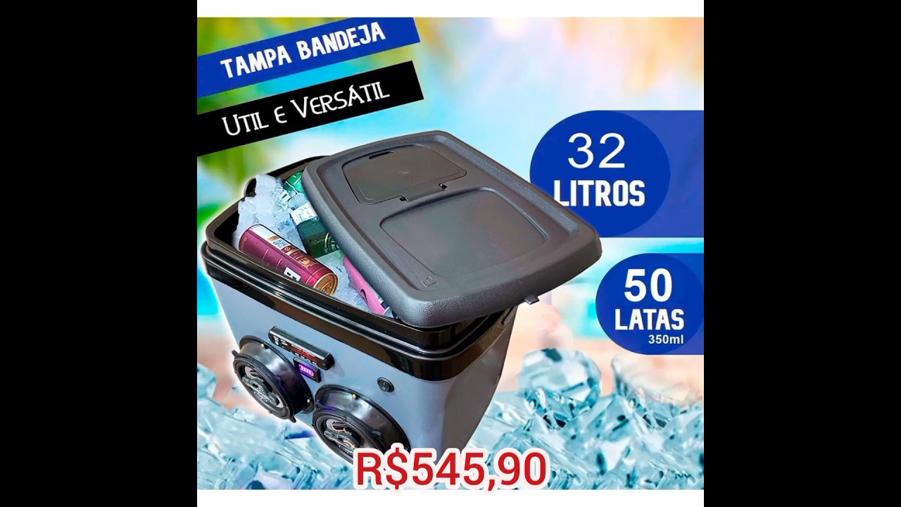 Caixa Termica 32l Cooler Tampa Al&ccedil;a Som Bluetooth Usb - R$545,90  