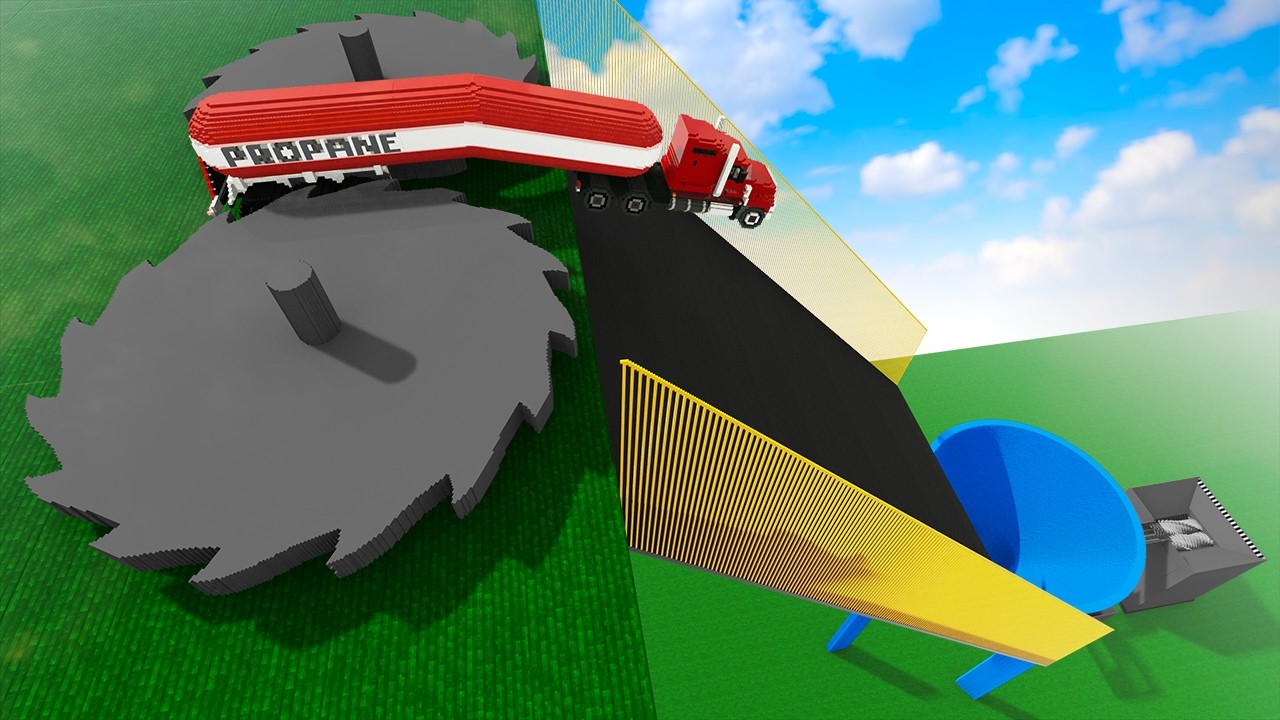 Cars Passing Through The Stairs And Funnel Fall Into The Shredder Factory | Teardown