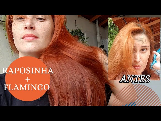 Retoque de raiz com IGORA 8.77 + tonalizante Flamingo e Raposinha da  Kamaleão / cabelo ruivo em casa 