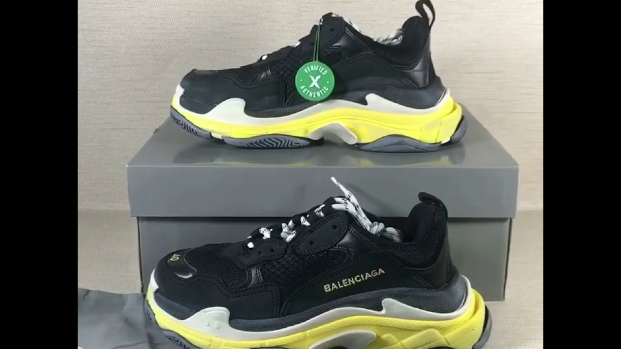 balenciaga triple s black neon green light grey