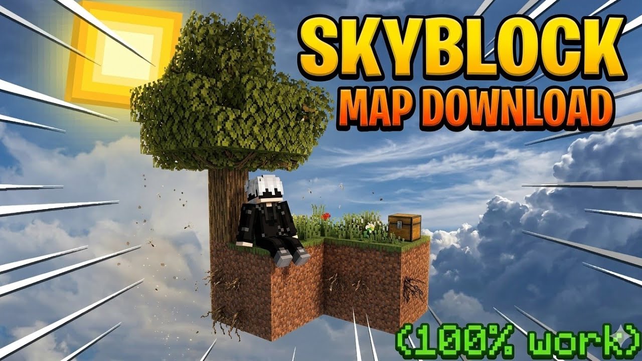 How to Download Sky block Map for Minecraft PE || Sky block map for ...
