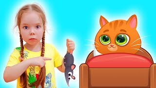 Мультик для детей про котика Bubbu | Настя будит котенка Бубу