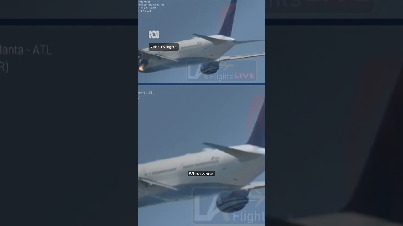Delta plane engine catches fire during take-off from LA | ABC NEWS