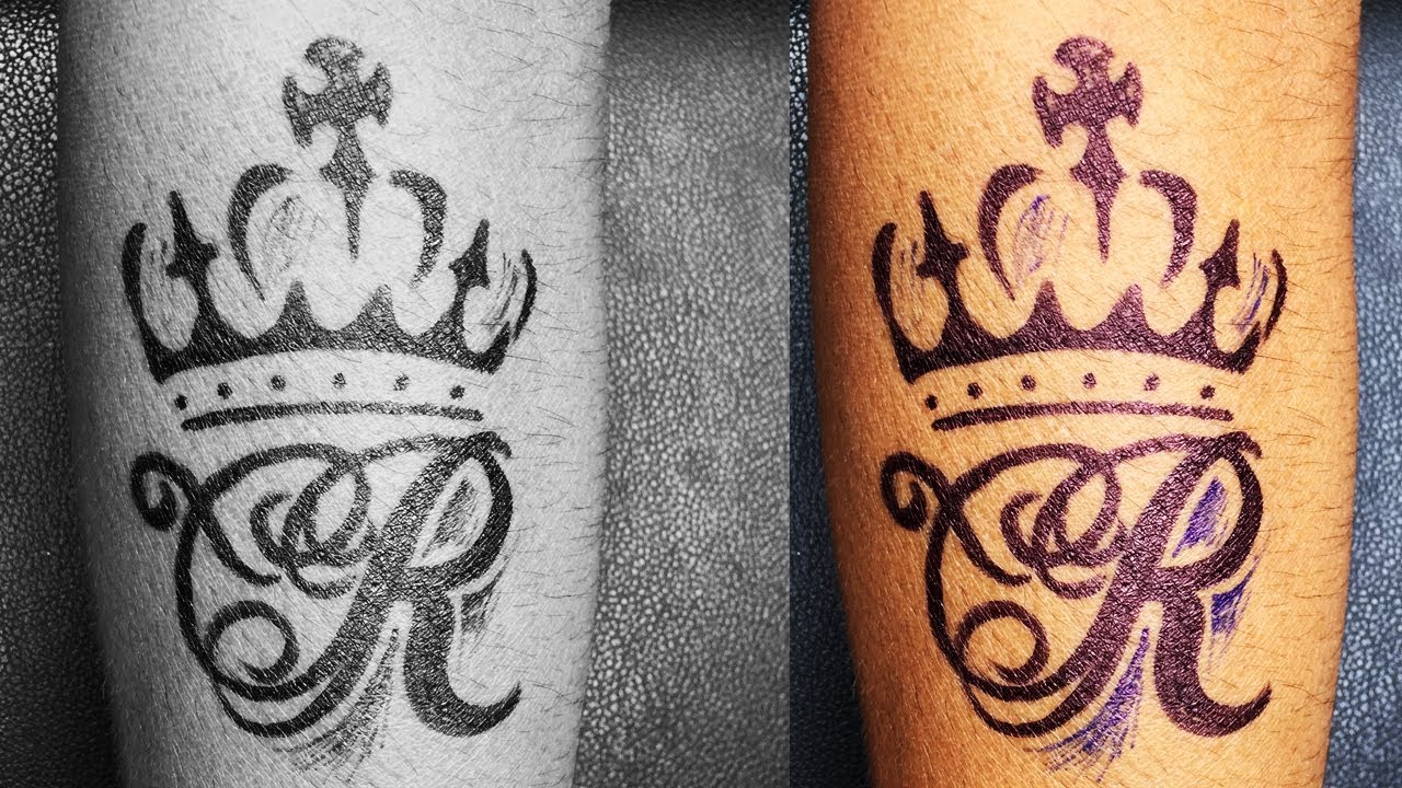 DIY Amazing Waterproof R With Crown Temporaray Tattoo Made By Black  Permanent Markar  YouTube