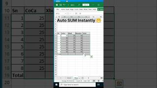 Auto sum instantly | Excel shortcuts #shorts