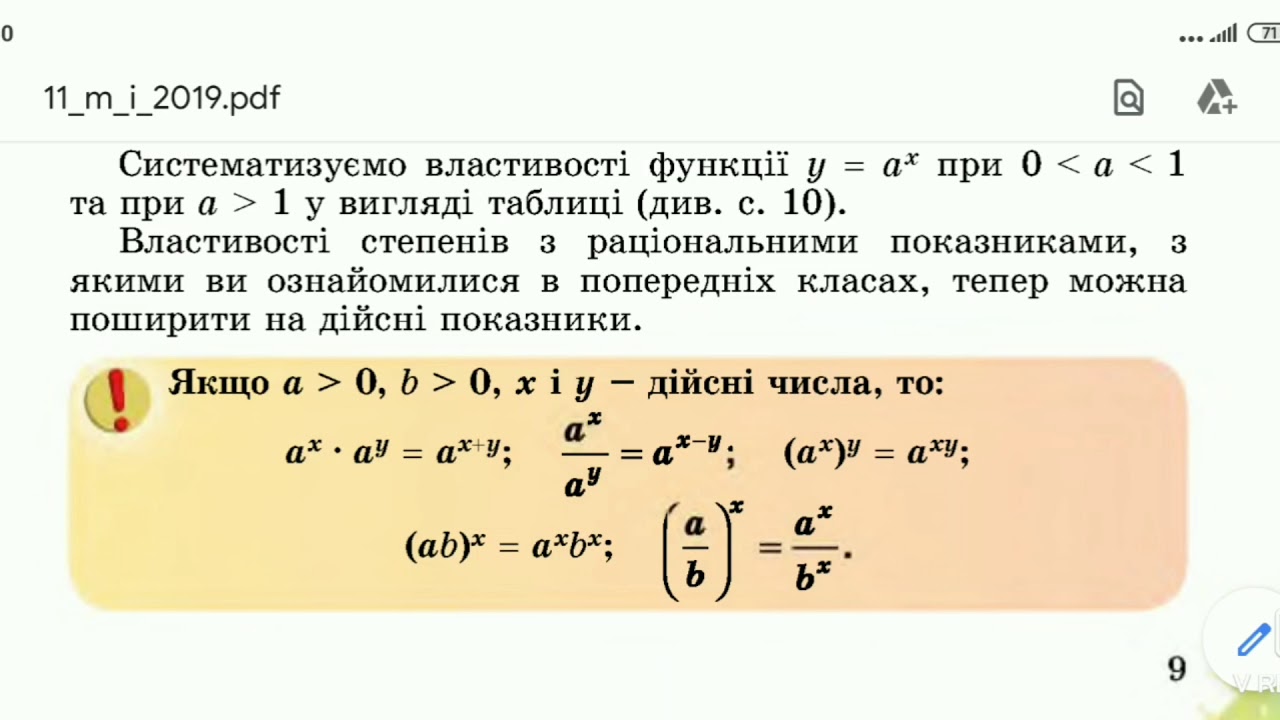 Показникова функція. Властивості показникової функції.