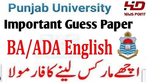 BA ADA Part 1 English  Important Guess Paper  2023 Punjab University/ University Of Sargodha 2023