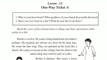 "ONE WAY TICKET -I" chapter 12   class 7 english m,p board