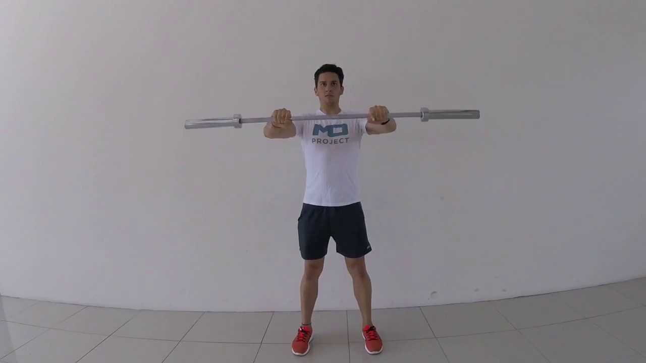 fitland Ejercicio - Barra: Golpe al frente (Agarre prono)