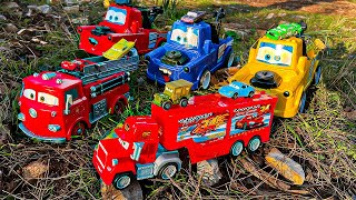 Looking for Disney Pixar Cars On the Rocky Road : Lightning McQueen, Mater, Dinoco McQueen, Mack