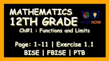 12th Class Mathematics Chapter 1 Functions & Limits Exercise:1.1 | MathHow