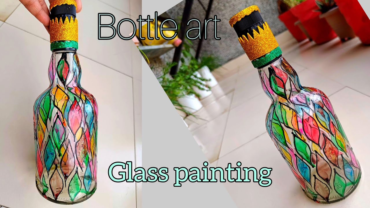 Unique Bottle Glass Painting Ideas for Home Decor | Bottle Art - YouTube