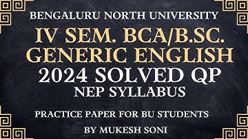 BNU-2024 SOLVED QP-4th Sem. BCA/B.Sc.-Generic English