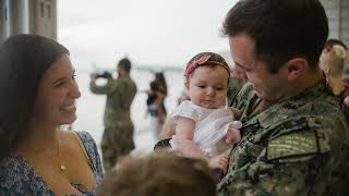 VP8 Military Homecoming - Dad meets baby for for the first time