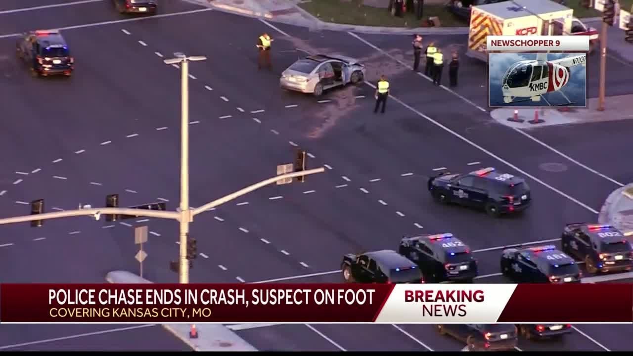 KCPD cruiser collides with car during pursuit - YouTube