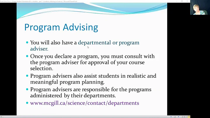 Orientation for Cégep students entering the B.Sc. degree – part 1 of 5