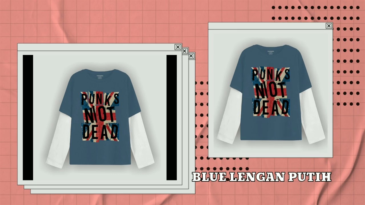 YINYANKS Kaos T-Shirt Longsleeve Double Layer - PUNK NOT DEAD  Bendera