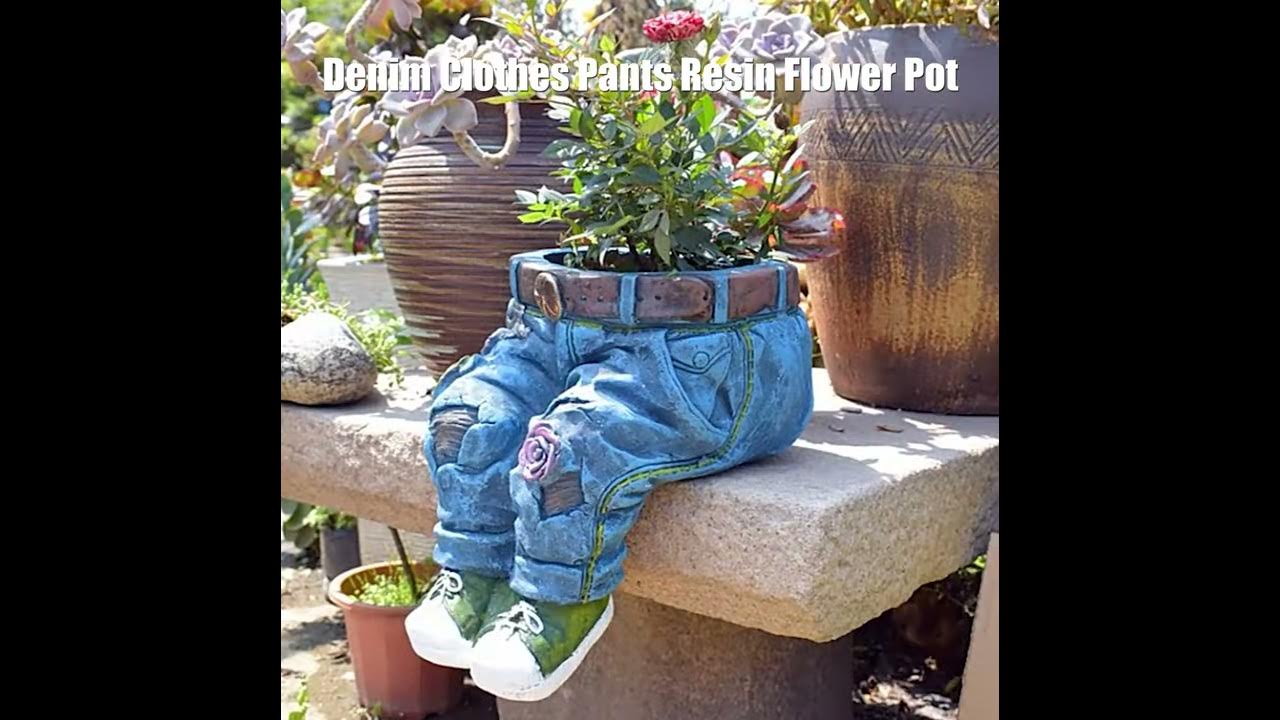 Denim Clothes Pants Resin Flower Pot YouTube