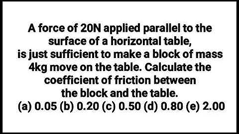 A force of 20N applied parallel to the surface of a horizontal table, is just sufficient to make..
