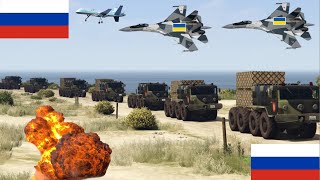 Ukrainian Fighter Jets & War Helicopters Attack on Russian Army Weapons Convoy in Moscow - GTA 5