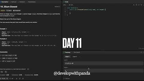 Day 11 | 3Sum Closest | LeetCode | Java | DevelopWithPanda