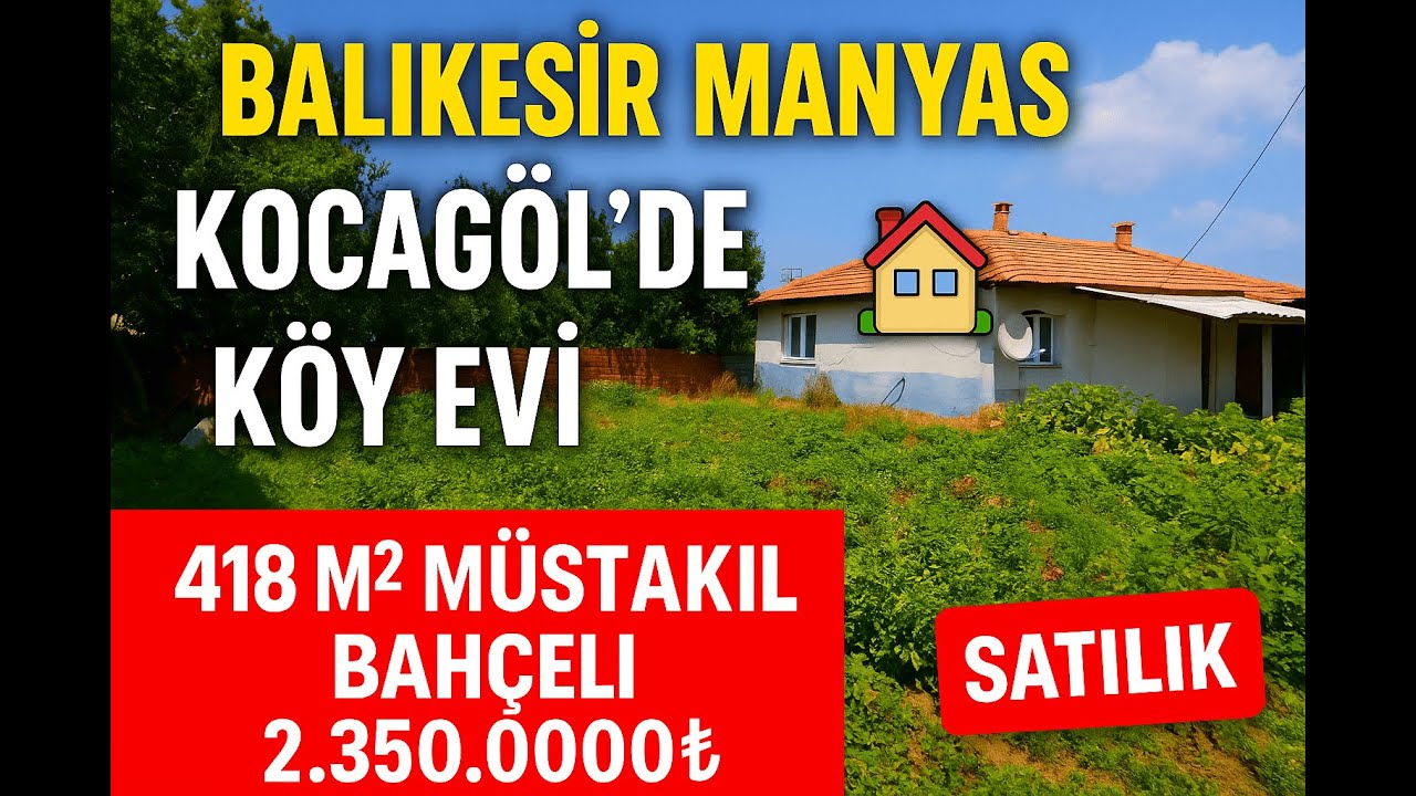 (FİYAT DÜŞTÜ) MANYAS KOCAGÖL | 418 m² Müstakil Bahçeli Satılık Köy Evi | Fiyat 2.500.000 TL |