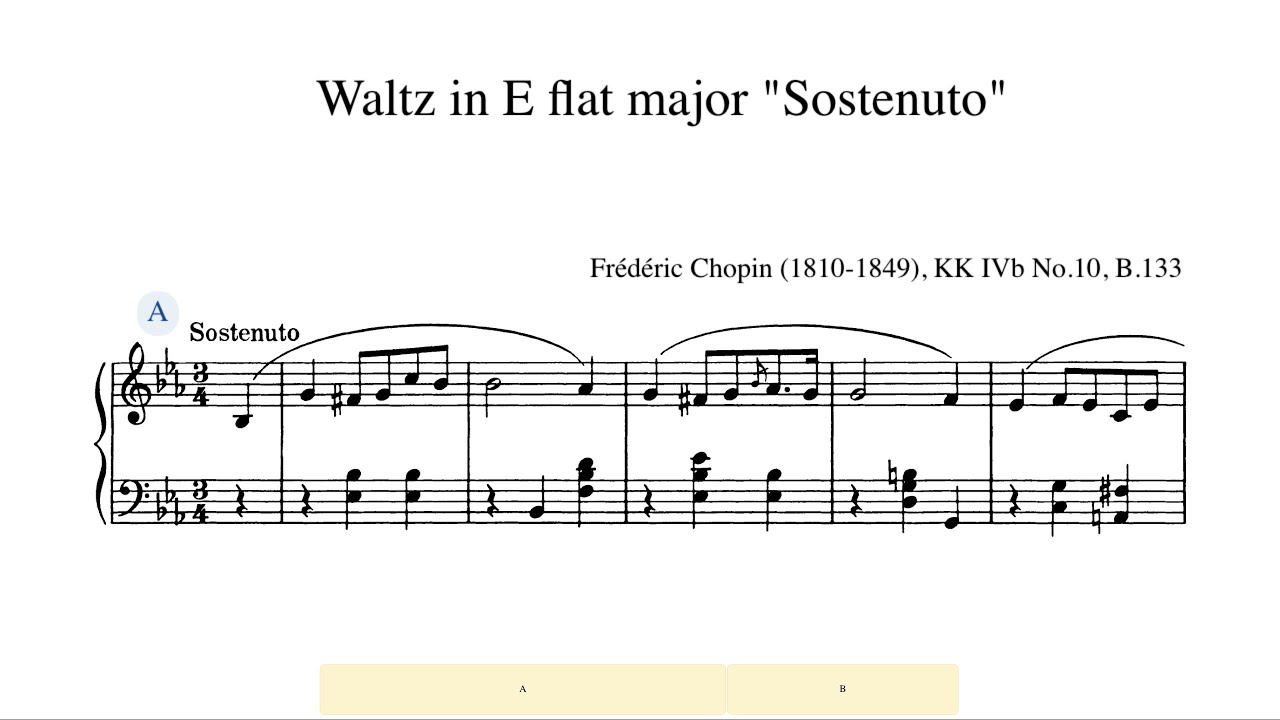Sleduj Chopin, Waltz in E flat major, KK IVb/10, B.133 "Sostenuto" (Claudio Arrau) na YouTube Sleduj Chopin, Waltz in E flat major, KK IVb/10, B.133 "Sostenuto" (Claudio Arrau) na YouTube