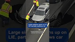 Sinkhole on Long Island Expressway closes lanes, leaves car stuck | NBC New York