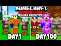 I Survived 100 Days in a PILLAGER APOCALYPSE in Hardcore Minecraft…