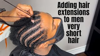 Cornrows on short hair with hair extension | for Men | Parting Tutorial