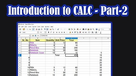 Standard 10 | Chapter 5 | Introduction to Calc | Part 2 | OpenOffice | Computer Studies | GSEB