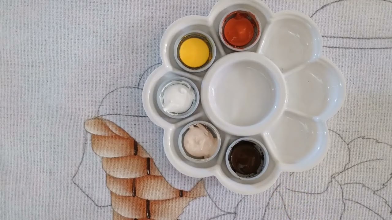 Cesta com Pães de Queijo, Chaleira e Hibisco Pintura em Tecido Aula 449 Bruno Silva