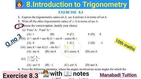 10th class math| Chapter 8| Introduction  to trigonometry|🤷‍♀️ Exercise 8.3| Q no 3| CBSE|NCER|
