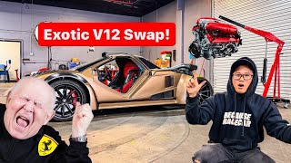 ARROGANT TIM DISRESPECTS FERRARI PURIST WITH V12 ENGINE SWAP!