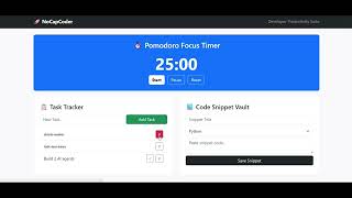 NoCapCoder: Developer Productivity Dashboard | CS50 Final Project