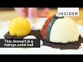 This delicious dessert is a mango filled pok ball