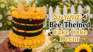 Spring Bee-Themed Fake Cake Decor DIY | Dollar Tree Inspired Home Decor