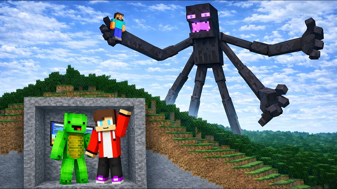 Mutant Enderman vs JJ and Mikey mountain bunker! – Maizen
