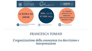 Francesca Tomasi - L organizzazione della conoscenza tra descrizione e interpretazione