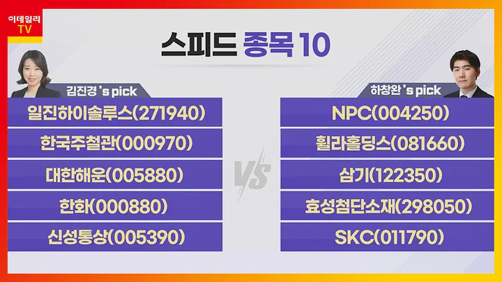 일진하이솔루스, NPC, 한국주철관, 휠라홀딩스, 대한해운, 삼기, 한화, 효성첨단소재, 신성통상, SKC_스피드 종목 10 (20210916)