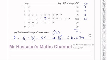 WST01/01 (Edexcel) IAL S1 January 2021 IAL Q2 Box & Whisker Plots   Median, Quartiles & Outliers