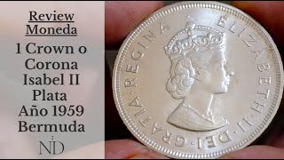Review Moneda 1 Crown o Corona de Plata 1959 - Bermuda - SILVER COIN KM3 Video16